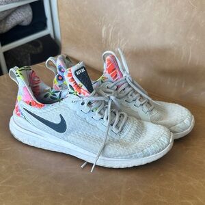 Nike White Sneakers with Floral Interior